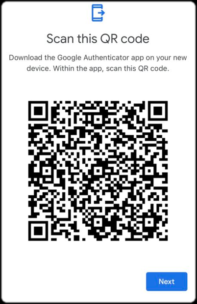 Gmail OTP setup QR code