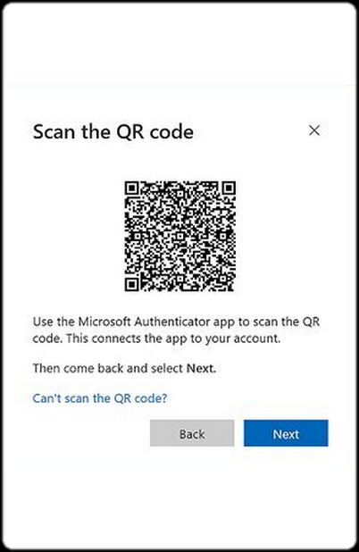 Microsoft 365 OTP setup QR code